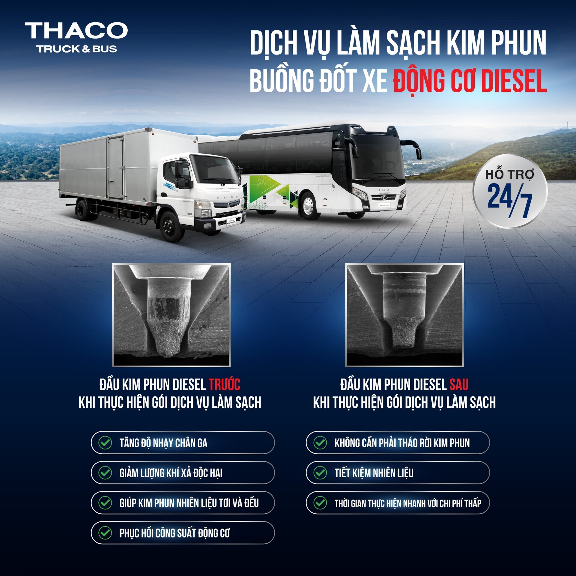 Phục hồi công suất động cơ, tăng độ nhạy chân ga với dịch vụ vệ sinh kim phun buồng đốt động cơ Diesel